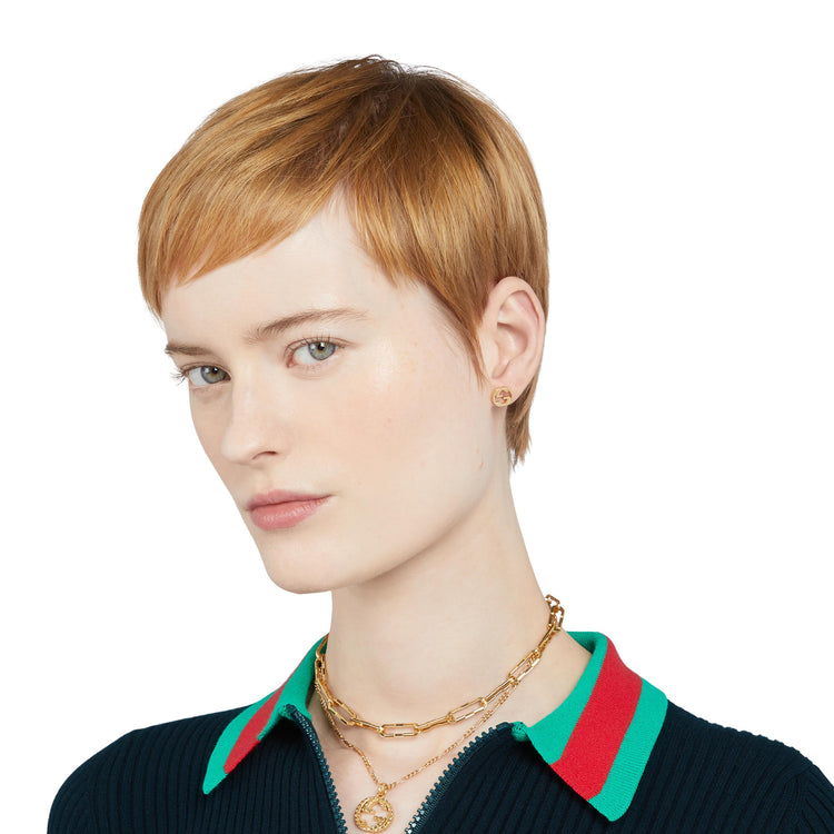 Gucci Interlocking 18k Yellow Gold Stud Earrings