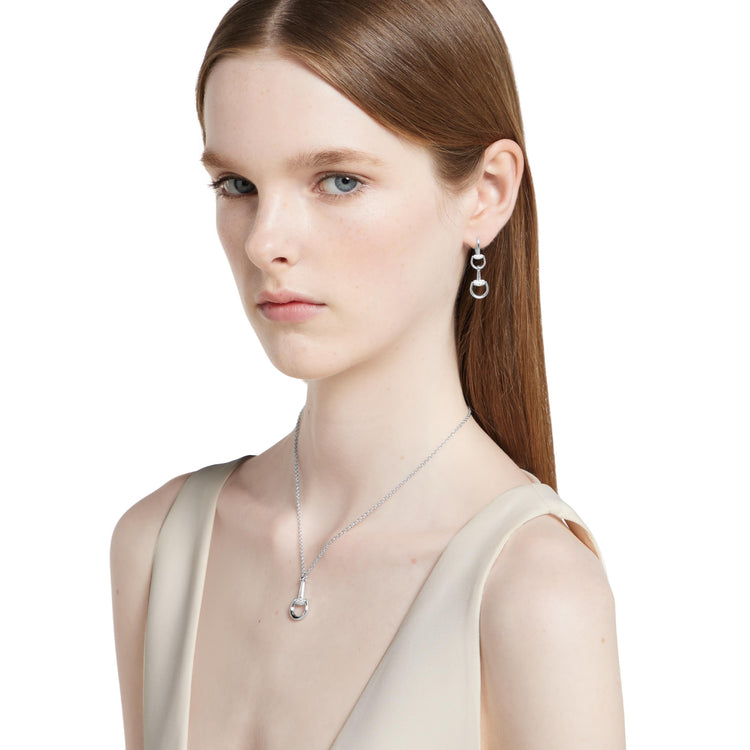 Horsebit 18K White Gold Diamond Drop Earrings