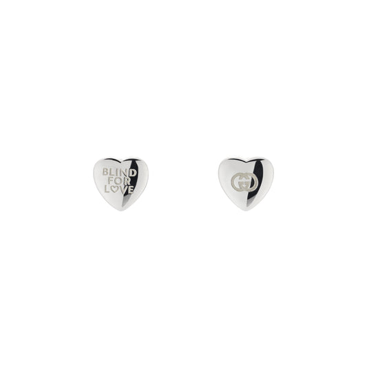 Sterling Silver Blind for Love Heart Stud Earrings