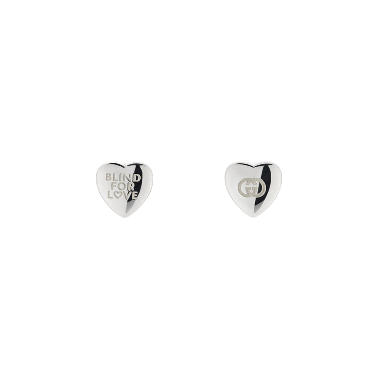 Sterling Silver Blind for Love Heart Stud Earrings