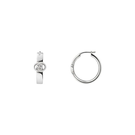 STSLVR 20MM GUCCI INTERLOCKING HOOP EARRING