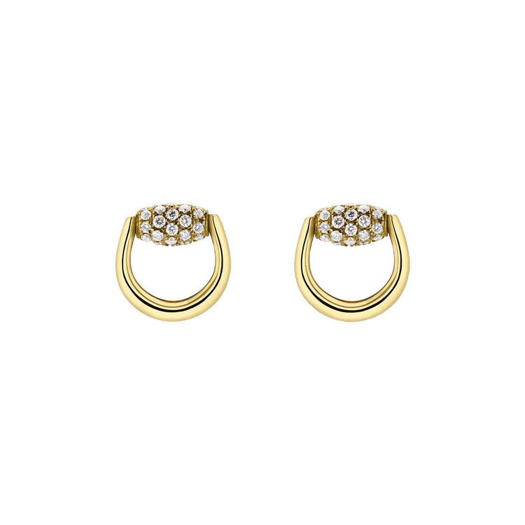 18KYG DEMI PAVE DIA HORSEBITE STUD EARRING