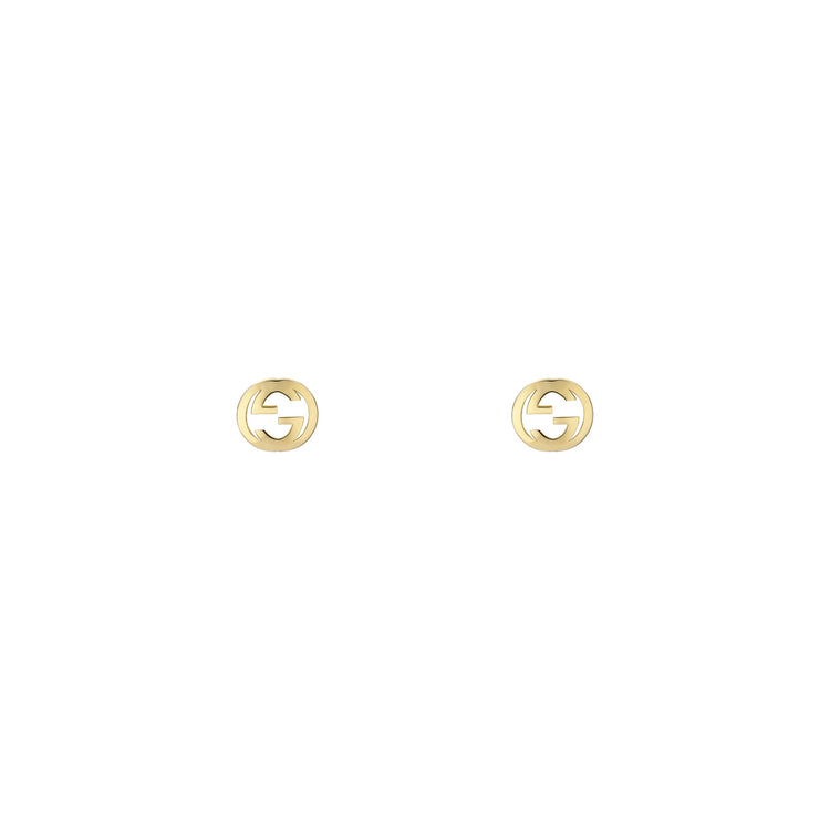 18KYG 7MM GUCCI INTERLOCK STUD EARRINGS
