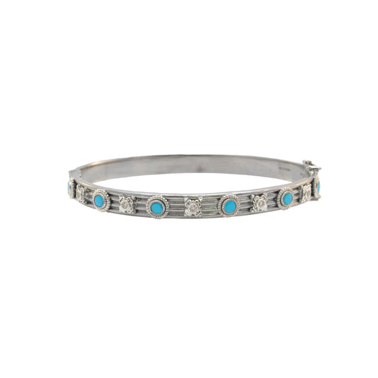 Turquoise and Champagne Diamond Huggie Bracelet