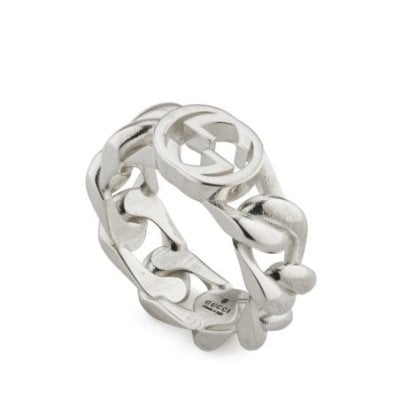 STSLVR 5MM GUCCI INTERLOCKING RING SIZE 13