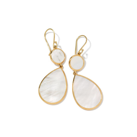 White Mother of Pearl Rock Candy Double Drop Earrings