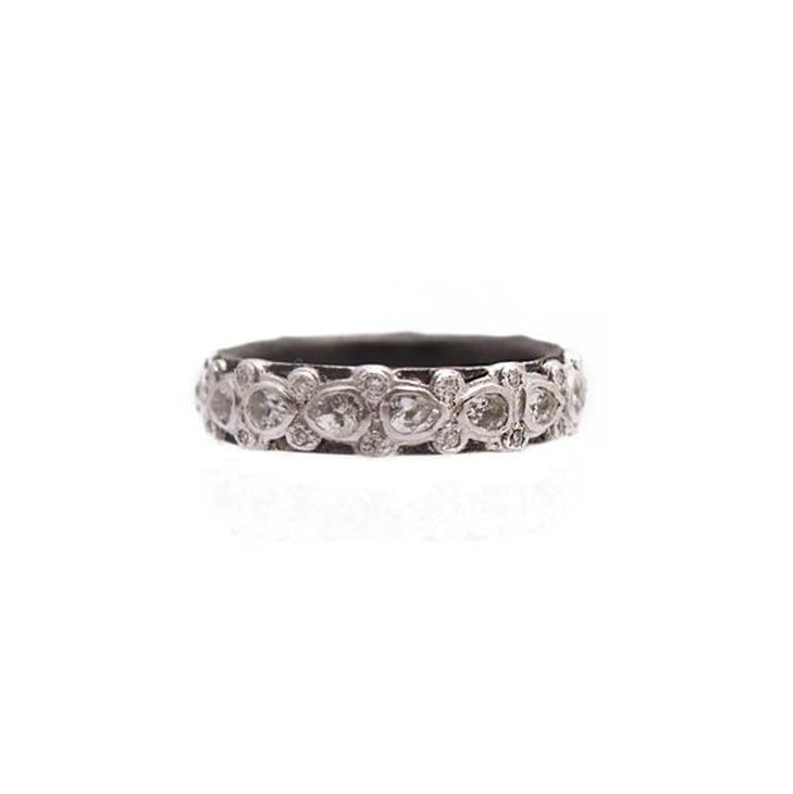 STSLVR WHT SAPPHIRE & DIA NEW WORLD STACKING RING