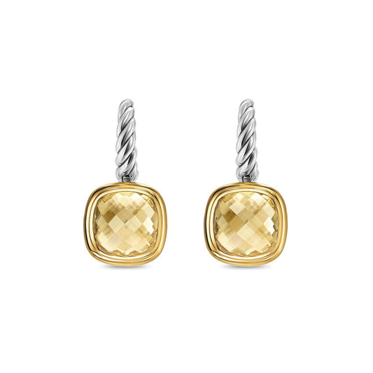 18k Yellow Gold 10mm Citrine Albion Drop Earrings