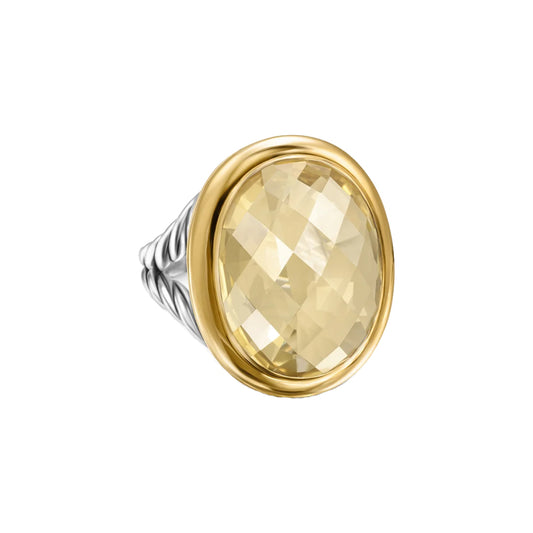 18k Yellow Gold & Sterling Silver Champagne Citrine 21mm Albion Ring