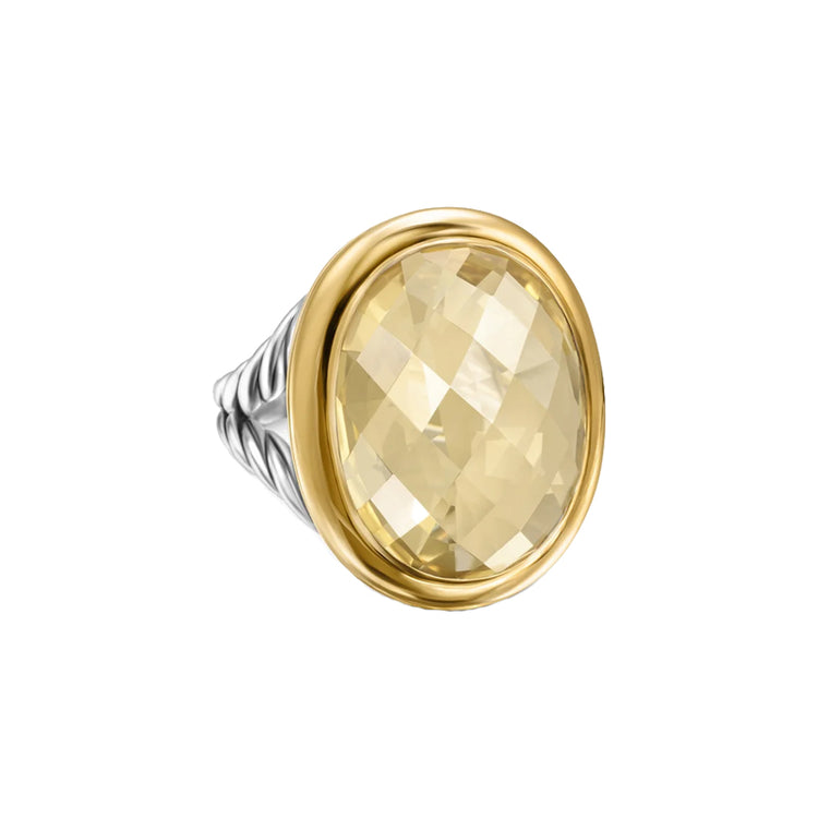 18k Yellow Gold & Sterling Silver Champagne Citrine 21mm Albion Ring
