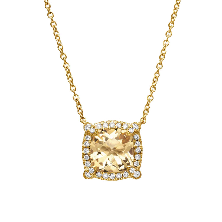 18k Yellow Gold Champagne Citrine & Diamond Chatelaine Necklace