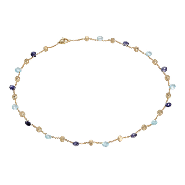 18K Yellow Gold Single-Strand Topaz & Iolite Necklace