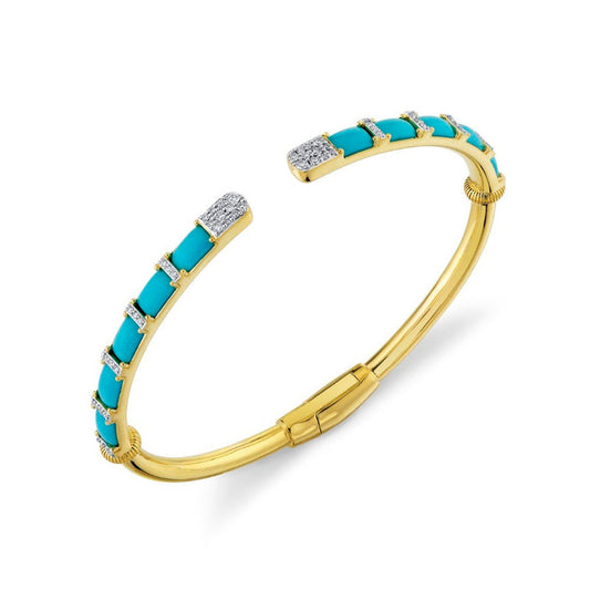 Emerald Cut Turquoise Bracelet With Diamonds