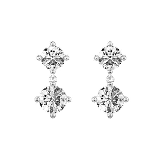 14K White Gold Lab-Grown Diamond Drop Earrings