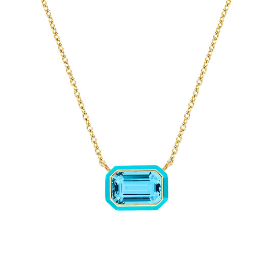 Blue Topaz Turquoise Enamel Queen Necklace