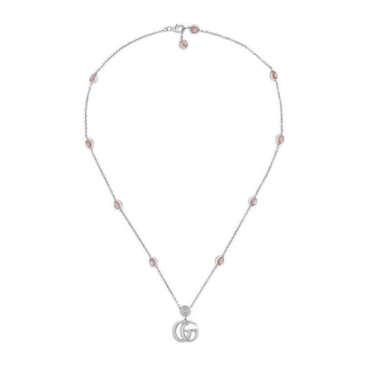 Double G Necklace with Pink Mother of Pearl Stations
