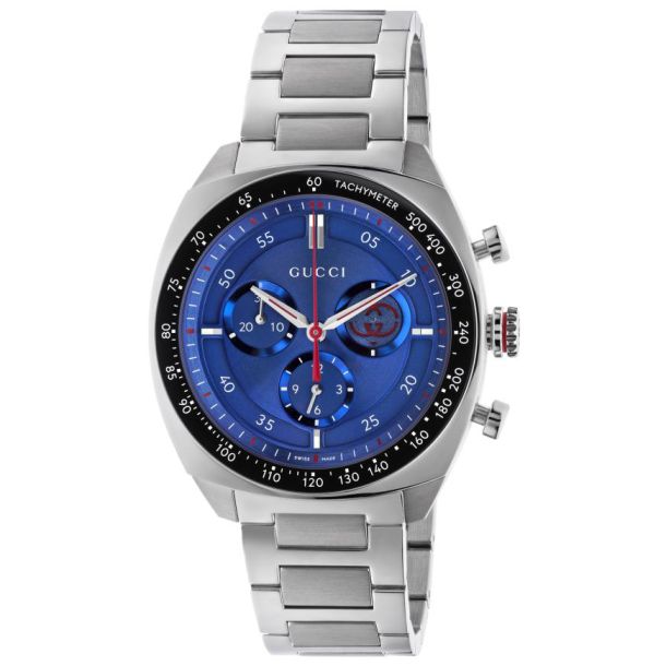 Interlocking Chronograph Large Blue Dial Stainless Steel Watch