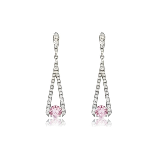 18KWG CHARLES KRYPELL MORGANITE & DIAMOND DANGLE EARRINGS