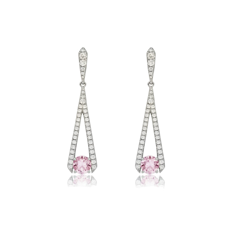 18KWG CHARLES KRYPELL MORGANITE & DIAMOND DANGLE EARRINGS