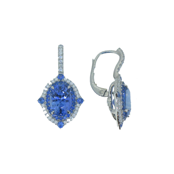 Platinum Oval Sapphire Earrings