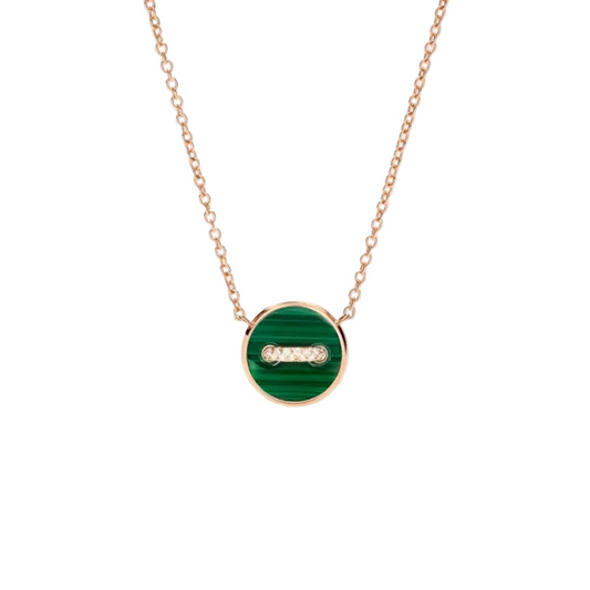 Malachite Mother of Pearl Diamond Pom Pom Dot Necklace