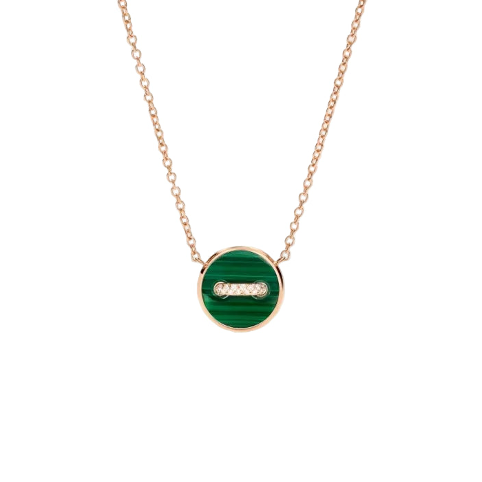 Malachite Mother of Pearl Diamond Pom Pom Dot Necklace