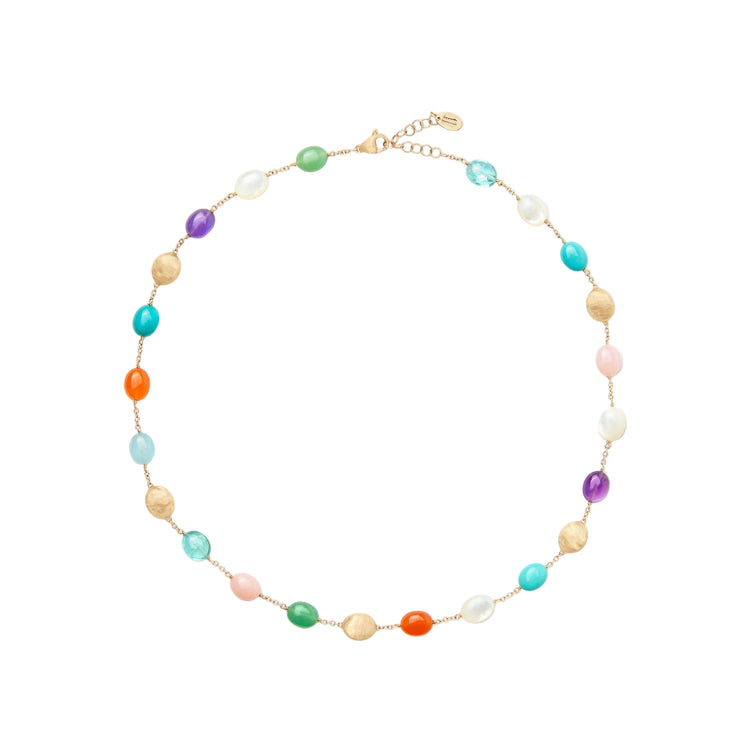 18KYG 16.5" MIX CABACHON GEMSTONE SIVIGLIA NECKLACE