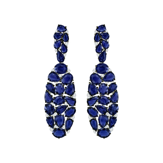 Jewels Blue Sapphire and Diamond Mosaic Earrings