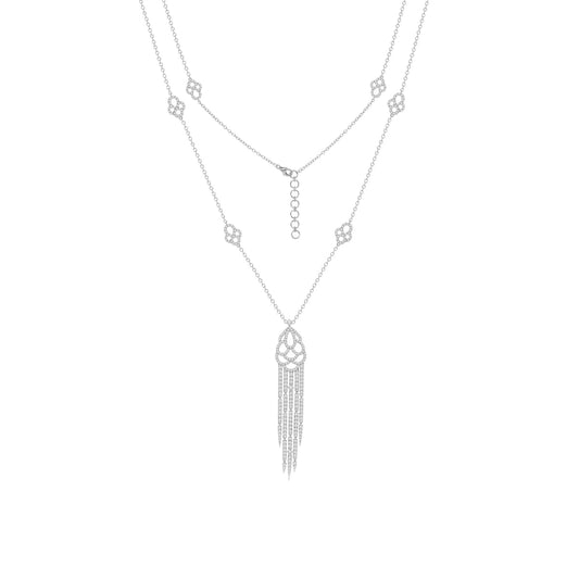 18k White Gold Diamond Tassel Necklace