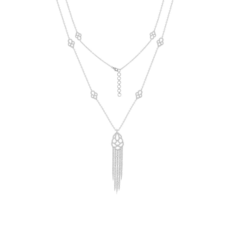 18k White Gold Diamond Tassel Necklace