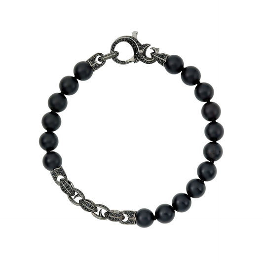 Black Onyx Beads & Black Sapphire Thorn Addiction Bracelet