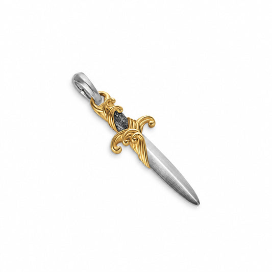 STSLVR/18KYG 31MM WAVES DAGGER AMULET ENH