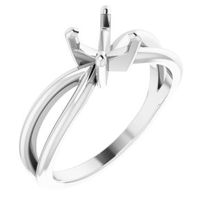 14K White 6 mm Round Split Shank Engagement Ring Mounting