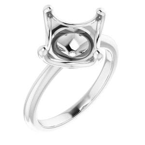 10K White 10 mm Cushion Engagement Ring Mounting - STULLER- Diamond Cellar