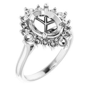 10K White 10x8 mm Oval Engagement Ring Mounting - STULLER- Diamond Cellar