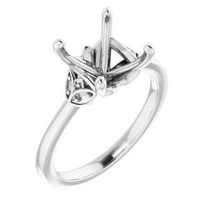 10K White 8 mm Asscher Engagement Ring Mounting - STULLER- Diamond Cellar