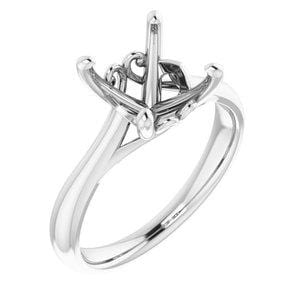 10K X1 White 8x8 mm Asscher Solitaire Engagement Ring Mounting - STULLER- Diamond Cellar