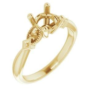 10K Yellow 6 mm Cushion Engagement Ring Mounting - STULLER- Diamond Cellar