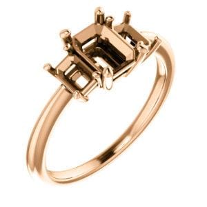 14K Rose 7x5 mm Emerald Engagement Ring Mounting - STULLER- Diamond Cellar