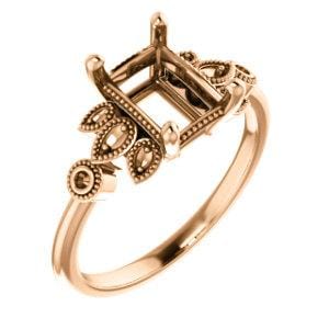 14K Rose 8x6 mm Emerald Engagement Ring Mounting - STULLER- Diamond Cellar