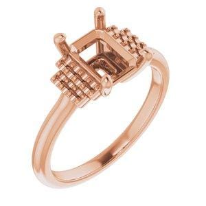 14K Rose 8x6 mm Emerald Engagement Ring Mounting - STULLER- Diamond Cellar