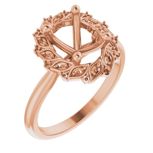 14K Rose 9x7 mm Oval .07 CTW Natural Diamond Semi-Set Floral-Inspired Halo-Style Engagement Ring - STULLER- Diamond Cellar