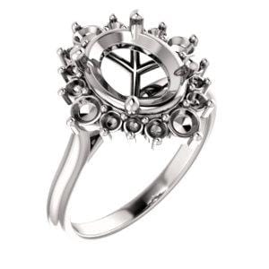 14K White 10x8 mm Oval Engagement Ring Mounting - STULLER- Diamond Cellar