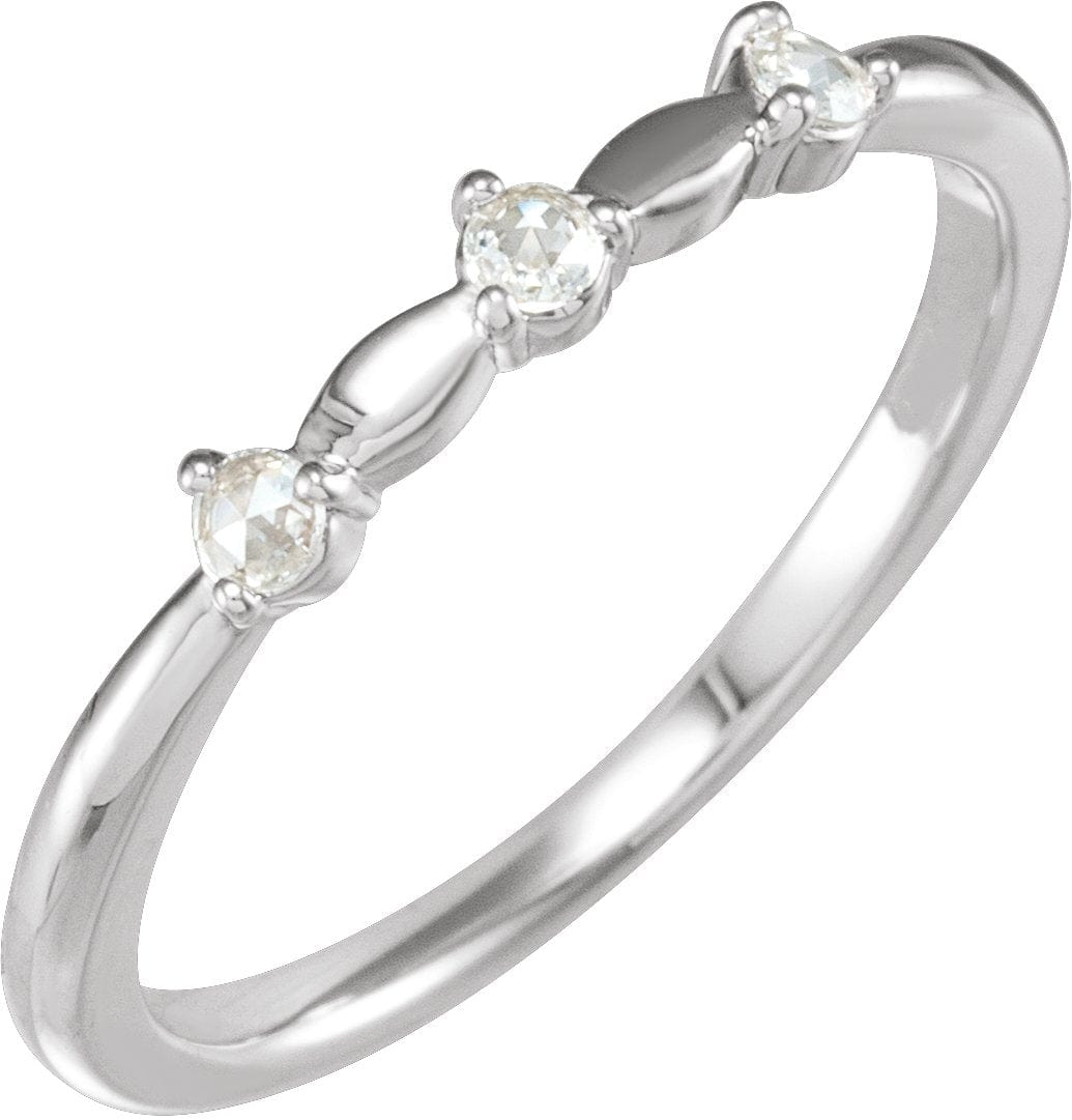 14K White 1/10 CTW Rose-Cut Diamond Stackable Ring - STULLER- Diamond Cellar