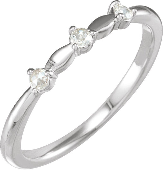 14K White 1/10 CTW Rose-Cut Diamond Stackable Ring - STULLER- Diamond Cellar