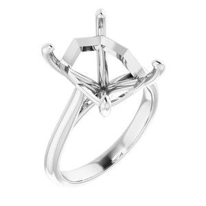 14K White 12x10 mm Emerald Solitaire Engagement Ring Mounting - STULLER- Diamond Cellar