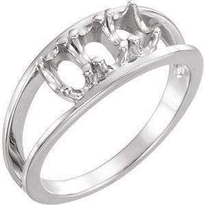 14K White 3-Stone Family Ring Mounting - STULLER- Diamond Cellar