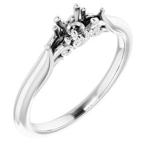 14K White 4.1 mm Round Engagement Ring Mounting - STULLER- Diamond Cellar