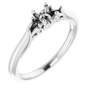14K White 4.4 mm Round Engagement Ring Mounting - STULLER- Diamond Cellar