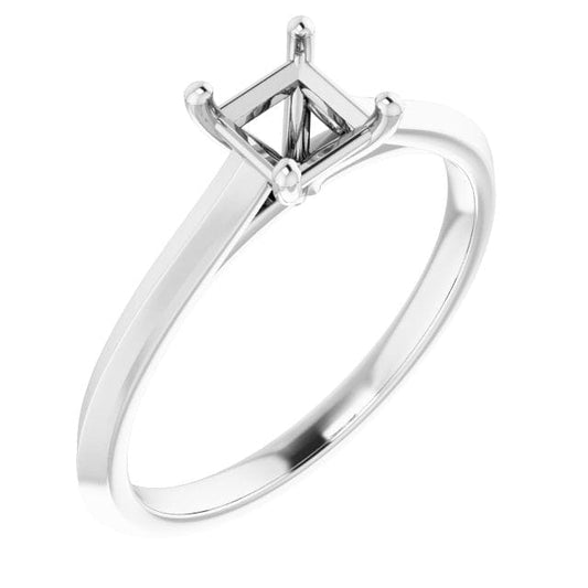 14K White 4.5 mm Square Solitaire Engagement Ring Mounting - STULLER- Diamond Cellar